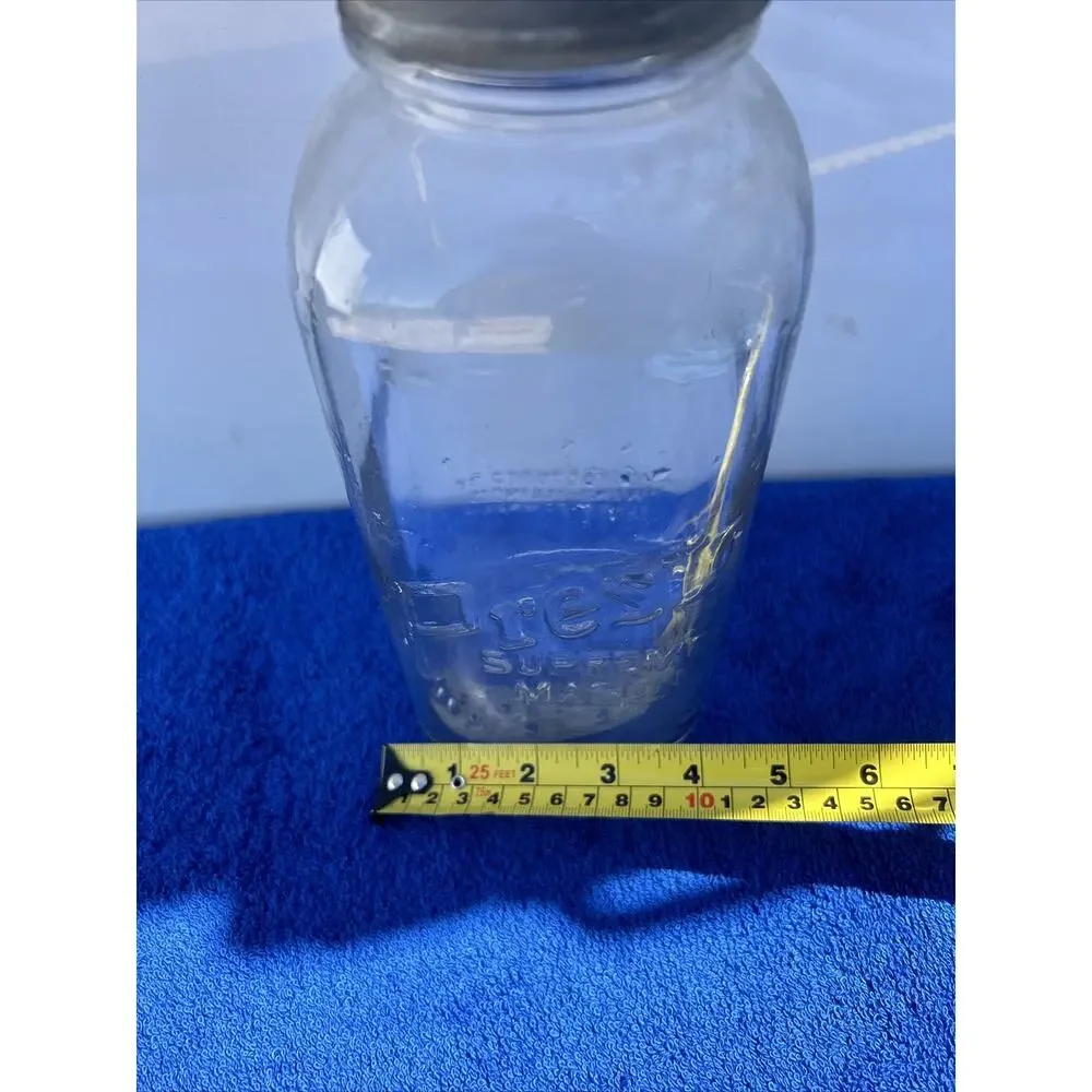 PRESTO SUPREME MASON JAR / Zinc LID - 2 QUART Flawed See Pics
